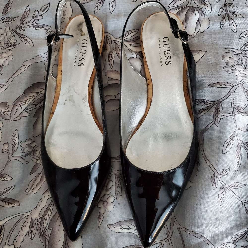 Guess black patent leather shoes